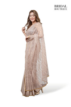 Champagne Gold Silk With Crystal Net