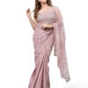 Mauve Pink Silk With Crystal Net