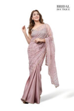 Mauve Pink Silk With Crystal Net