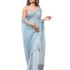 1298 Pastel Blue Silk With Crystal Net