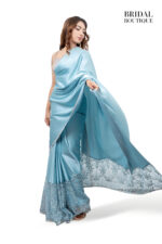 Pale Blue Silk With Crystal Net