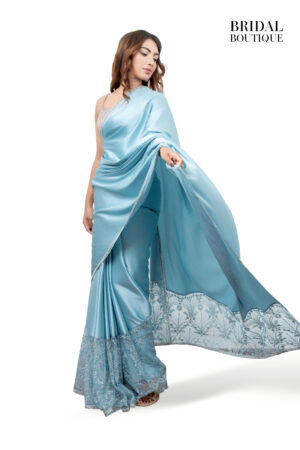Pale Blue Silk With Crystal Net