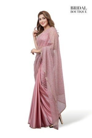 Blush Pink Silk With Crystal Net