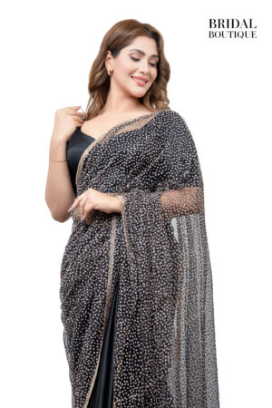 Black Silk With Crystal Net